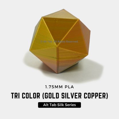 PLA Tri-color Silk – Gold-Silver-Copper (1.75mm 1KG Filament)