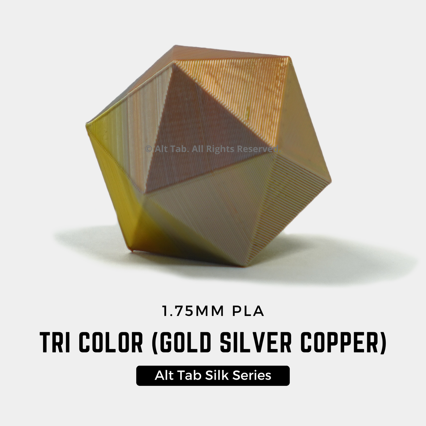 PLA Tri-color Silk – Gold-Silver-Copper (1.75mm 1KG Filament)