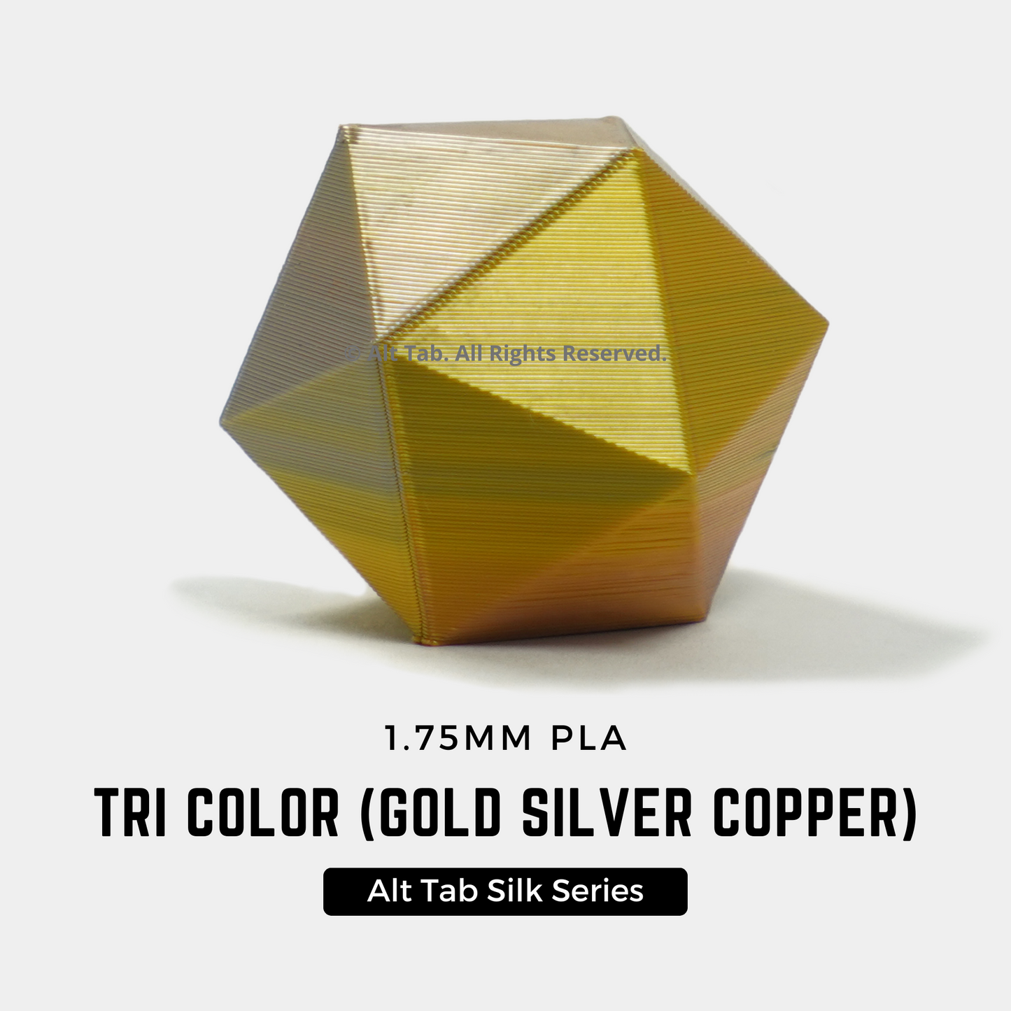 PLA Tri-color Silk – Gold-Silver-Copper (1.75mm 1KG Filament)