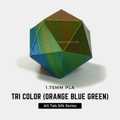 PLA Tri-color Silk – Orange-Blue-Green (1.75mm 1KG Filament)