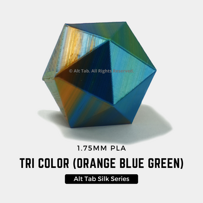 PLA Tri-color Silk – Orange-Blue-Green (1.75mm 1KG Filament)