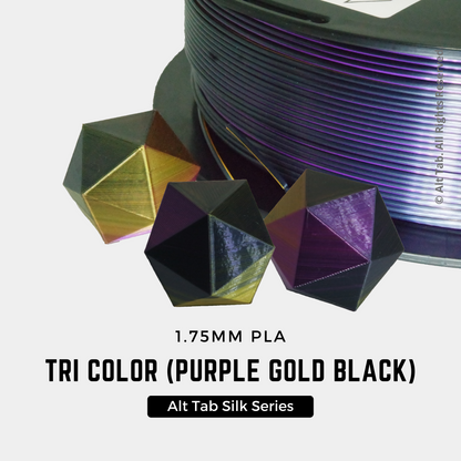 PLA Tri-color Silk – Purple-Gold-Black (1.75mm 1KG Filament)