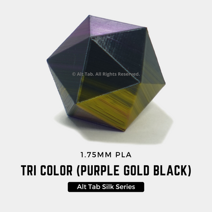 PLA Tri-color Silk – Purple-Gold-Black (1.75mm 1KG Filament)