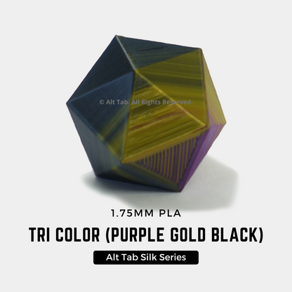 PLA Tri-color Silk – Purple-Gold-Black (1.75mm 1KG Filament)