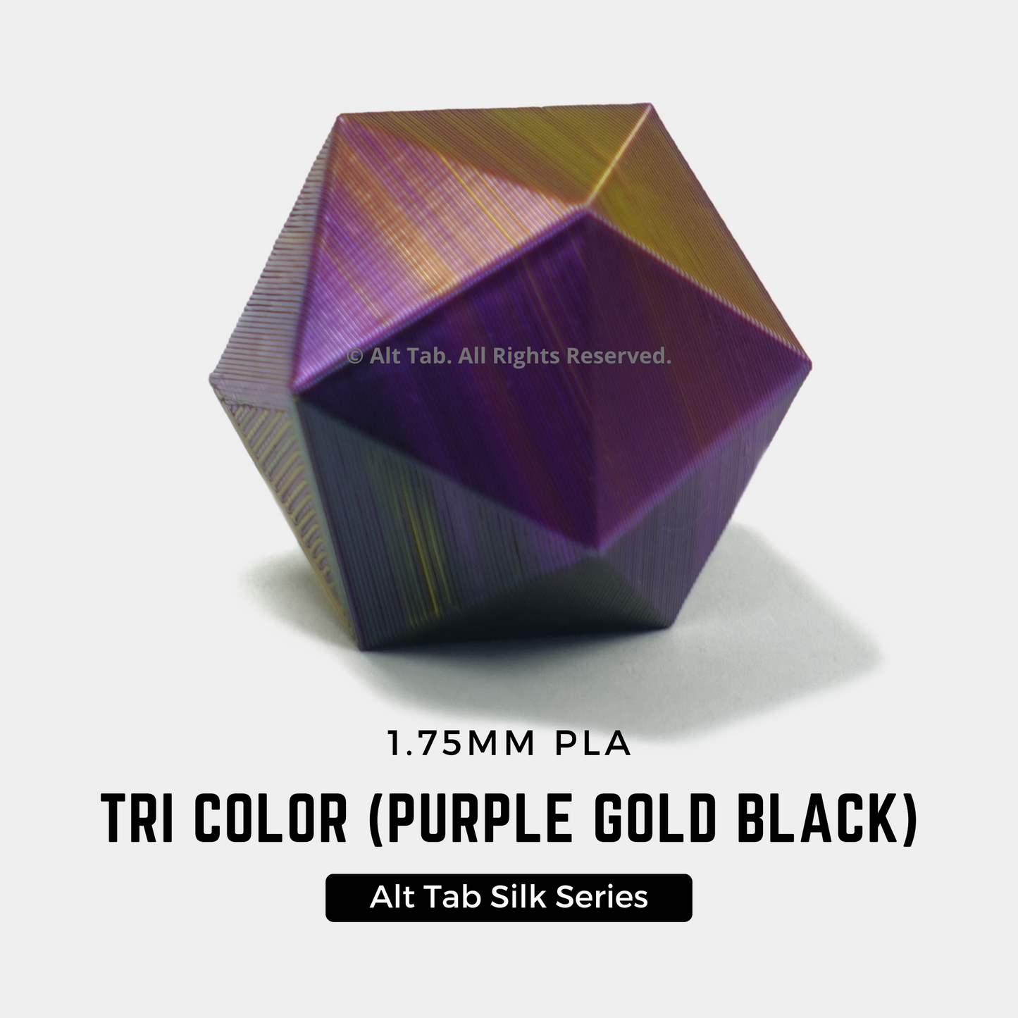 PLA Tri-color Silk – Purple-Gold-Black (1.75mm 1KG Filament)
