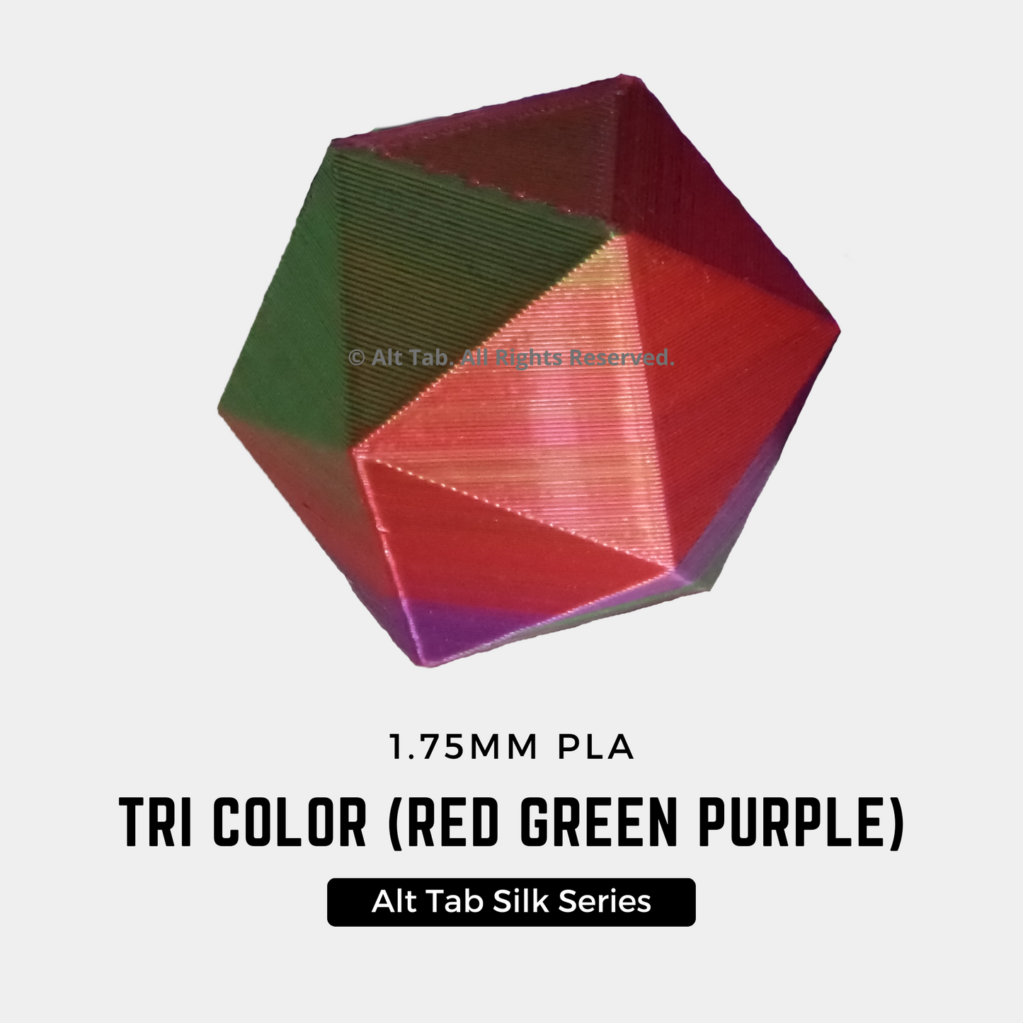 PLA Tri-color Silk – Red-Green-Purple (1.75mm 1KG Filament)