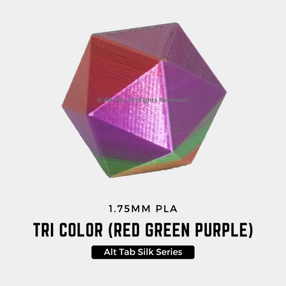 PLA Tri-color Silk – Red-Green-Purple (1.75mm 1KG Filament)