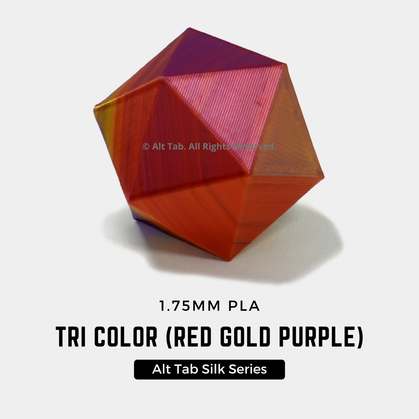 PLA Tri-color Silk – Red-Gold-Purple (1.75mm 1KG Filament)