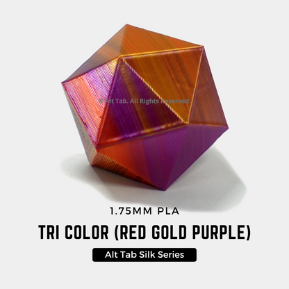 PLA Tri-color Silk – Red-Gold-Purple (1.75mm 1KG Filament)