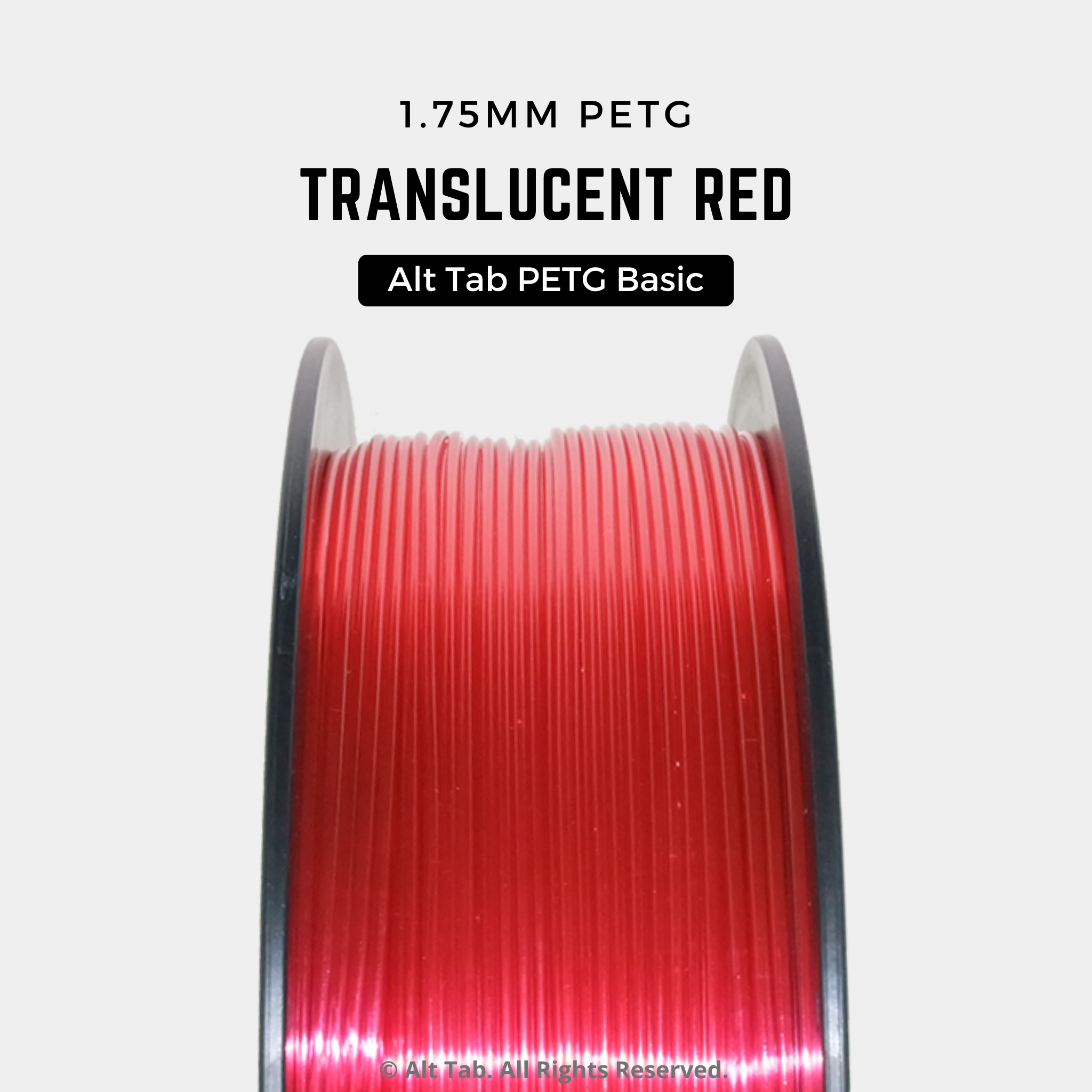 Translucent Red Panel PETG Translucent – Red (1.75mm 1KG Filament) – ALT TAB Filaments