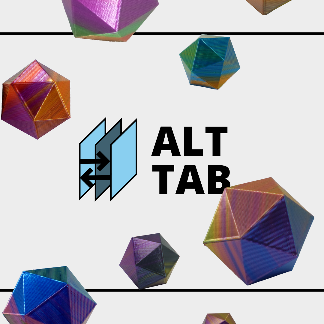 Colorful geometric shapes with 'ALT TAB' logo in the center